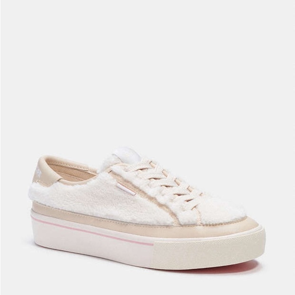 NWOB Coach Womens Citysole Leather and Faux Shearling Platform Sneakers, 9.5